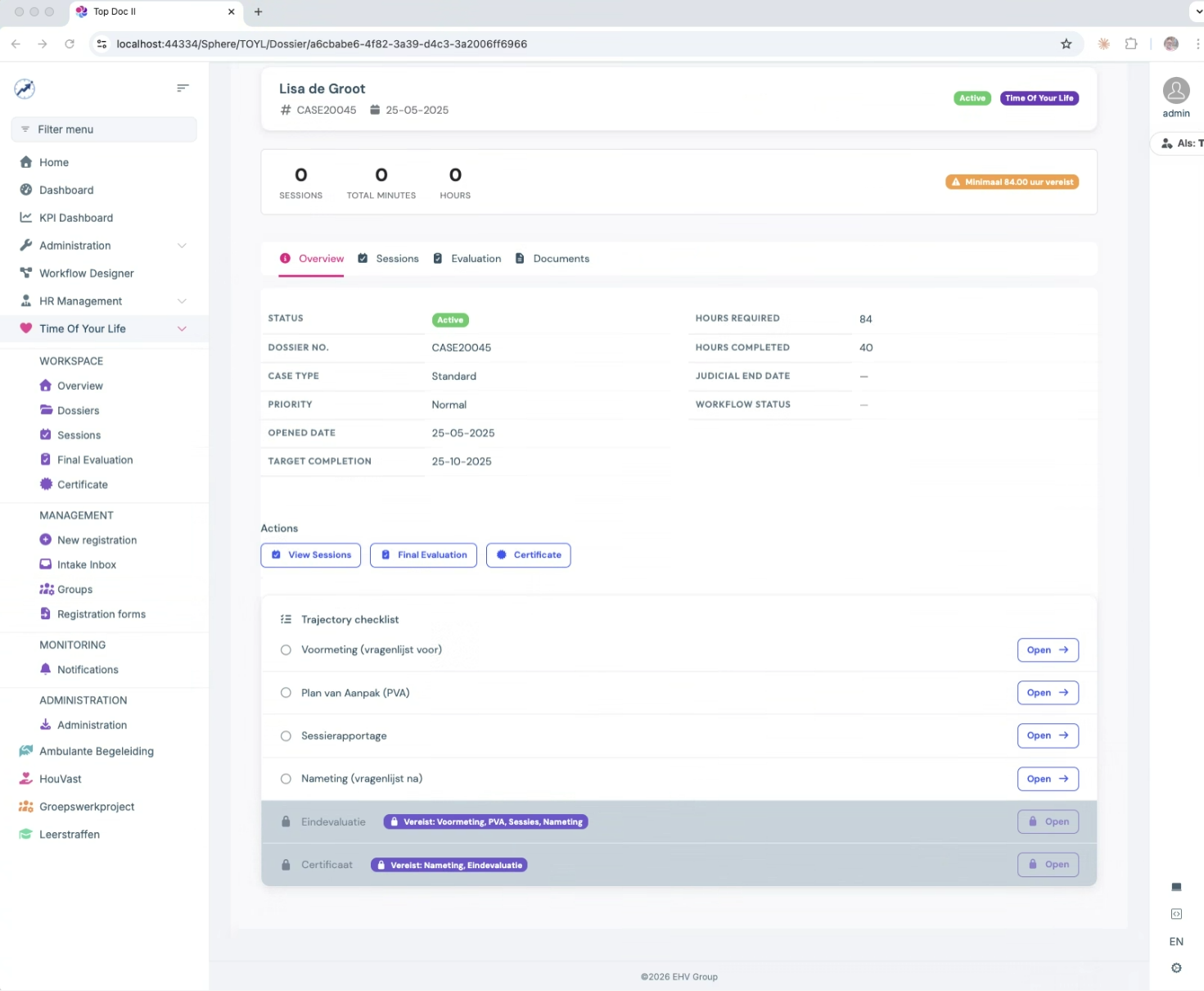 Workflow met verplichte stappen en vrijgave op basis van voortgang en validatie
